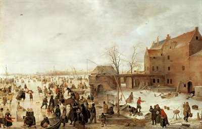 A Scene on the Ice near a Town by Hendrick Avercamp